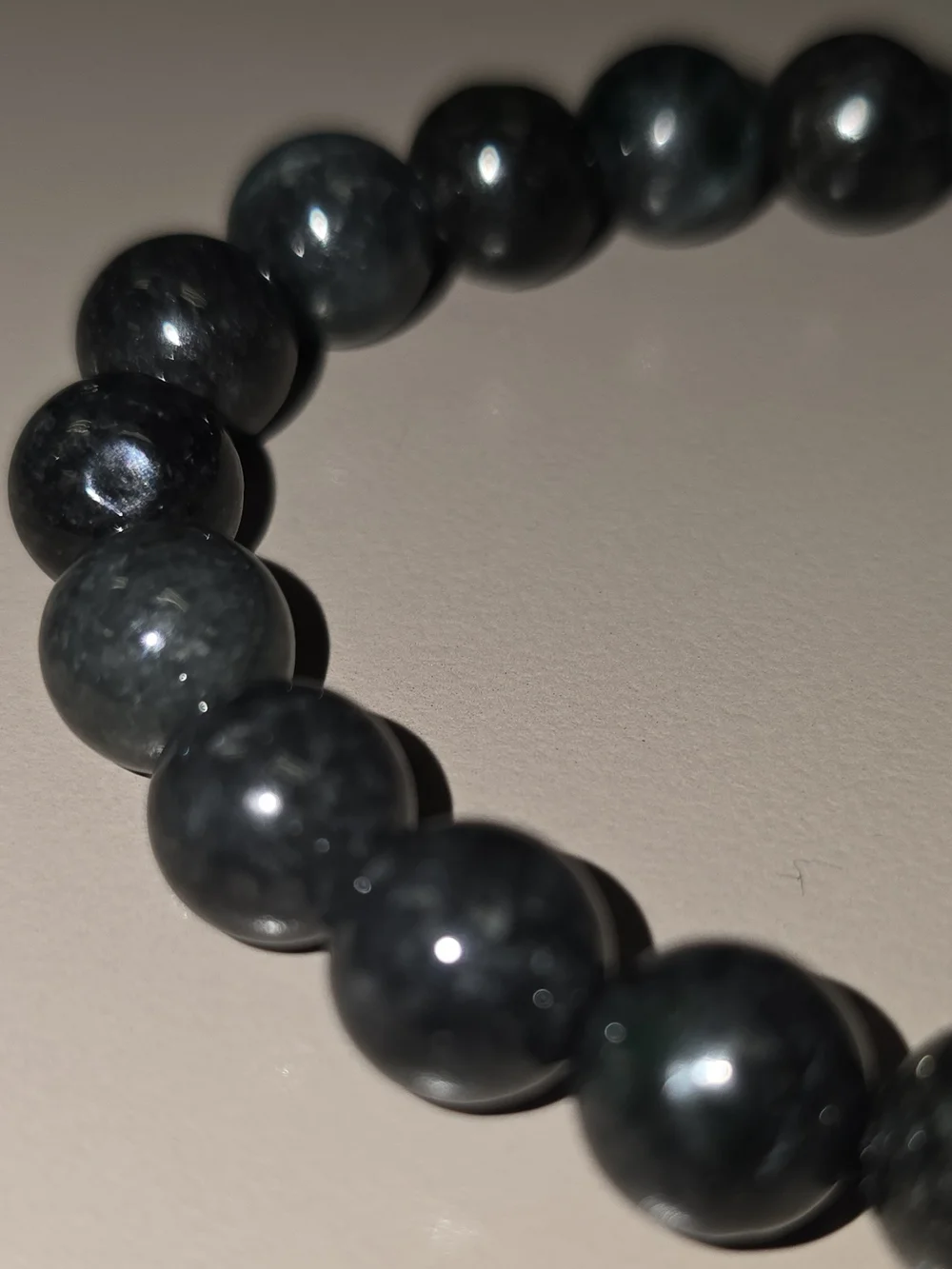 NWOT Certified Grade A Natural Black Jadeite Jade Bead Bracelet 25.11g